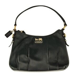 Vintage Coach Madison 6121 Small Satchel Black Leather Zip Top Made in USA